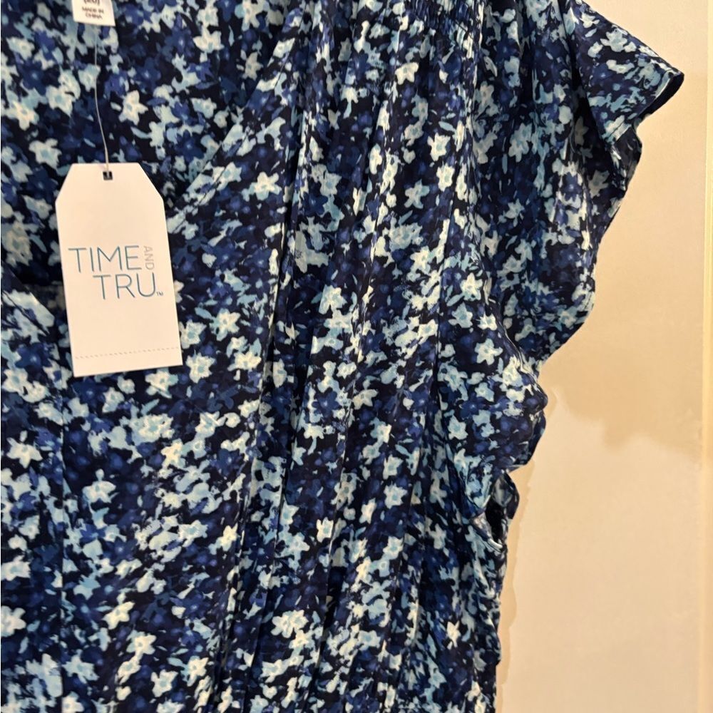 Time & Tru Floral Blue Dress Sz XXL - Picture 9 of 10